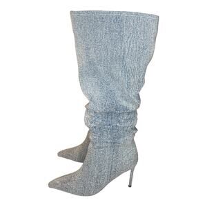 Premium Denim NWOT Pull On Tall Boots with 2.5" Heel Size 8.5